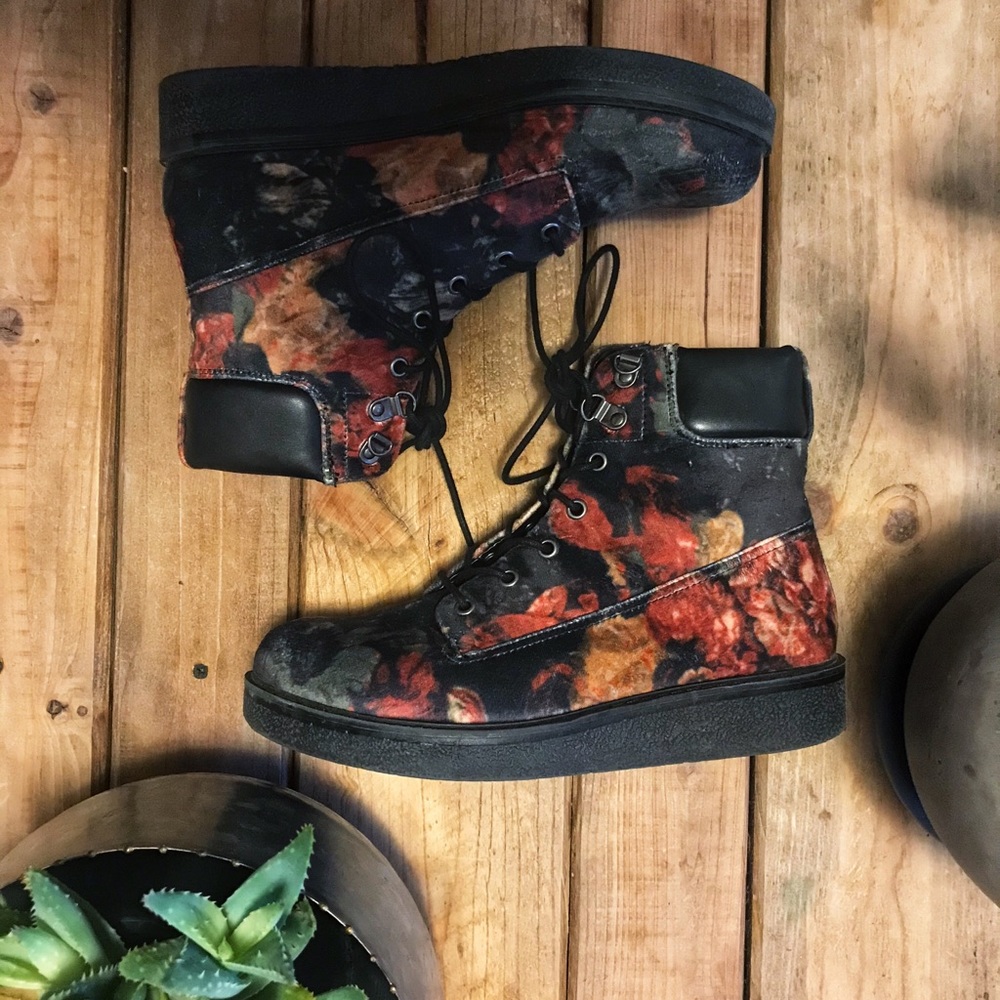 MIA Prepster Velvet Platform Combat Boot